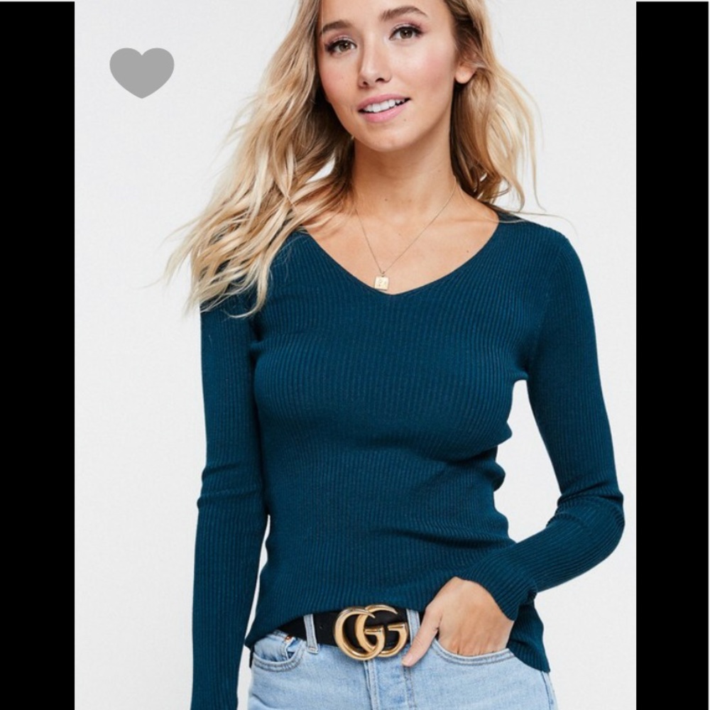 Teal soft ribbed top( 2 LEFT )